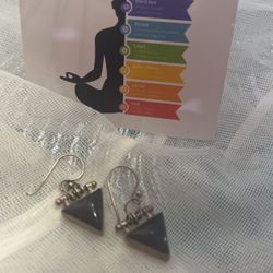 Vintage Silver Earrings With Genuine Lopes Stone