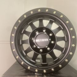 (4) 17X8.5 METHOD MR 304 MATTE BLACK RIMS ONLY (6X139.7)