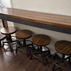 Console table with 4 stools