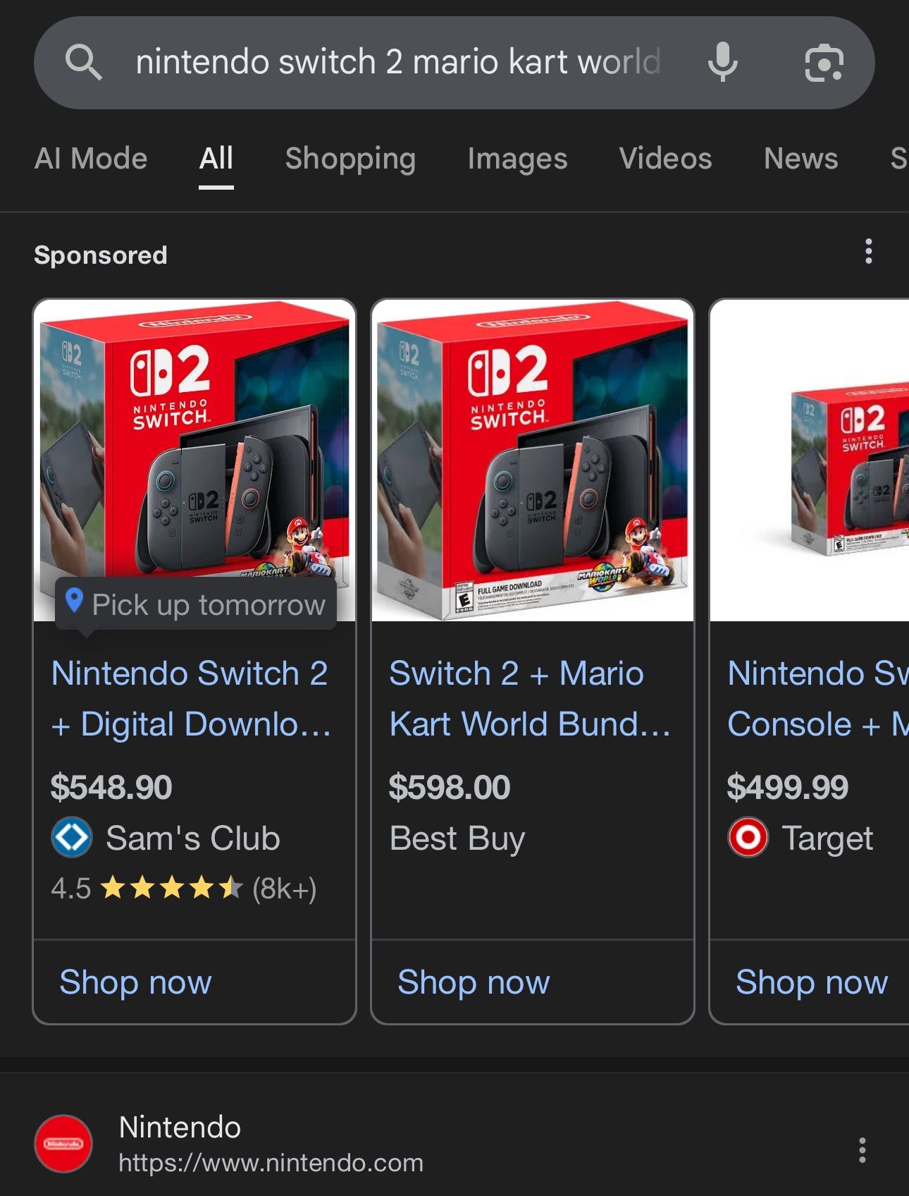 Nintendo Switch 2 Mario kart 2