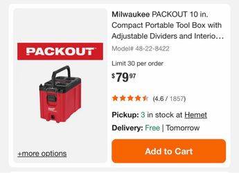 Milwaukee PACKOUT 10 in. Compact Portable Tool Box with Adjustable Dividers and Interior Storage Tray