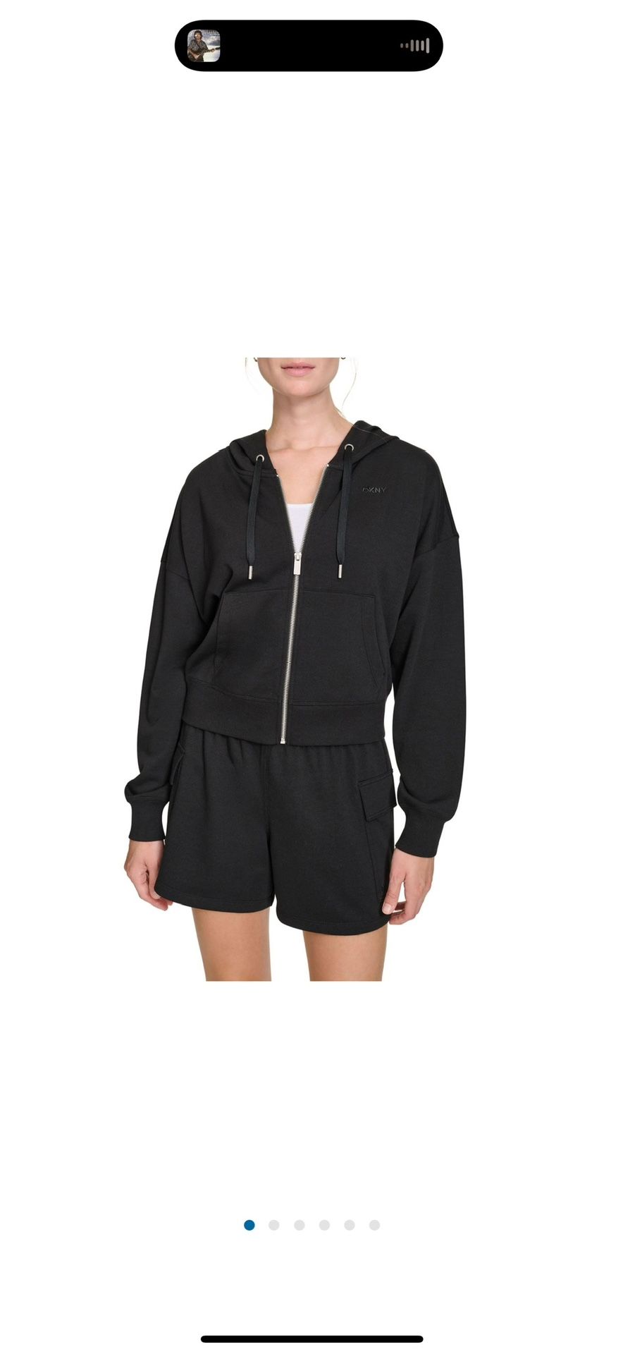 NWT WOMENS DKNY XL HOODIE BLACK FULL ZIP JACKET
