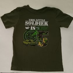 size 4t boys t shirt for Army camo themed 5th birthday $5 FIRM 