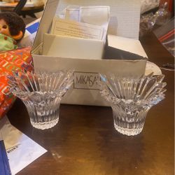 Gorgeous Fire Shaped Mikasa Lead Crystal Candle Holders 