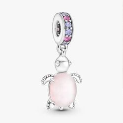 Purple Pink Sea Turtle Dangle Sparkling For PANDORA BRACELET NECKLACE 