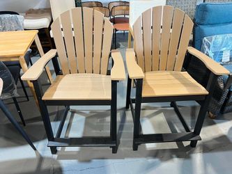 New -Tall Modern Adirondack Chairs Set of 2, All Weather HDPE Bar Height Adirondack Stools Widened Durable Design for Porch Patio Yard Lawn Fire Pit B