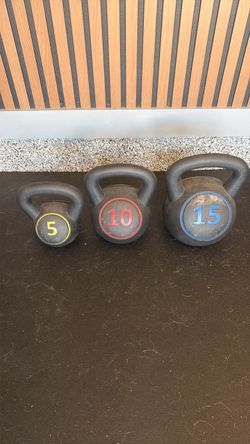 5, 10, 15 lb kettlebells