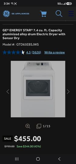 GE Energy Star Washer and Dryer Combo