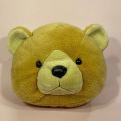 Classic Teddy Bear Head Pillow Golden Beige/Brown w Black Nose Excellent Used ...