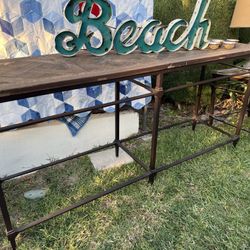 Pottery Barn Parquet Reclaimed Wood Console & End Table