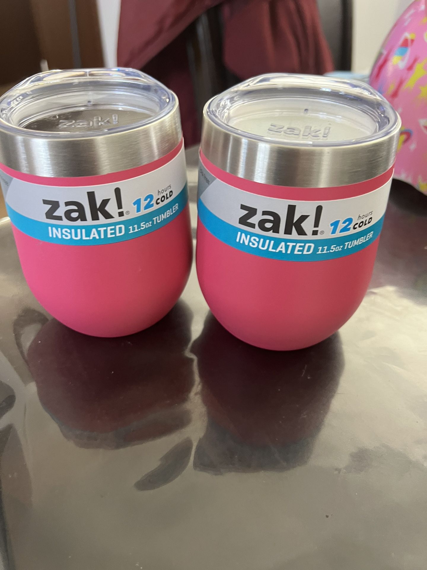 Zak! Designs 12oz Double Wall Stainless Steel Tumbler, Pink