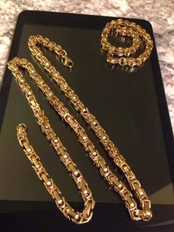 Small Gold Plated Byzantine Set Chain & Bracelet