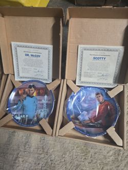 Star Trek Dr. McCoy & Scotty Collector Plates with COAs