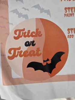 Trick or Treat DIY Wood Craft Kit Halloween Bat Circle Sign Unfinished MDF