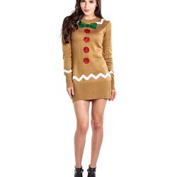 WOMEN'S GINGERBREAD SWEATER DRESS | TIPSY ELVES