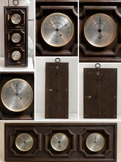 Vintage Springfield USA Wood Weather Station Barometer Thermometer Hygrometer