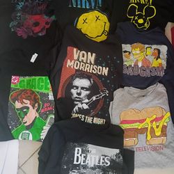 MEDIUEM SIZED Music T Shirts Nirvana Incubus Jeff Buckley Van Morrison The Beatles MTV Simpsons 