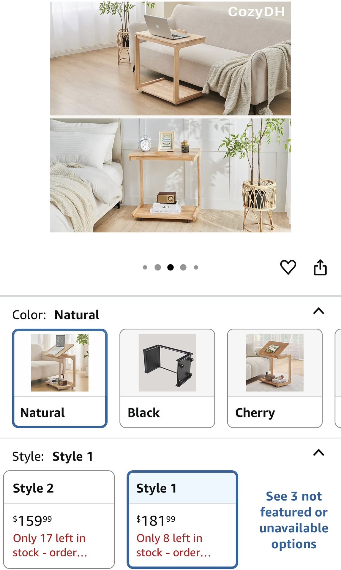 πΏ Modern Natural Wood End Table / Laptop Desk πΏ