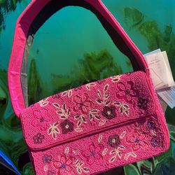 🌺Antik Kraft Hot Pink Beaded Purse