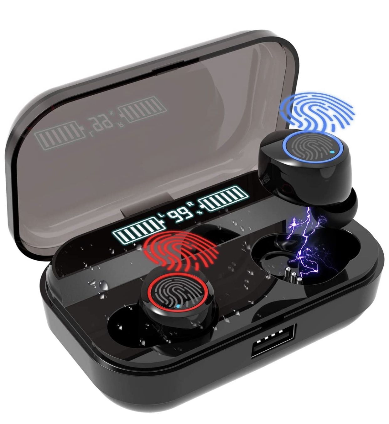 Wireless Bluetooth Earbuds Touch-control with Charging Case LED Battery Display