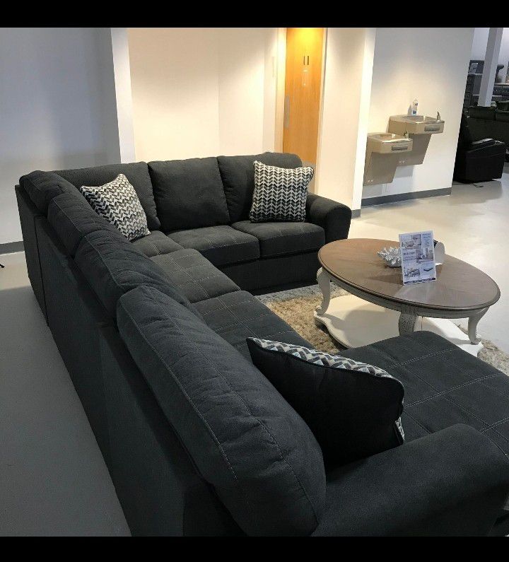 Dark Color/Slate Oversized Modern Comfortable Sofa/Couch/Sectional With Chaise 💥 Showroom Available 🏠 Special Price ‼️