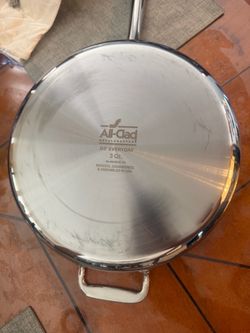 All clad d3 3 quart sauté pan pot stainless steel