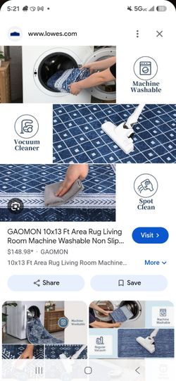 Blue and White Geometric Area Rug