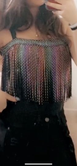 Bodysuit tassel color strap top