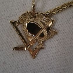 Very rare 14kt Lg Pittsburgh Penguins pendant 8.1gms on 20in 14kt chain found similar 1 over 1000.