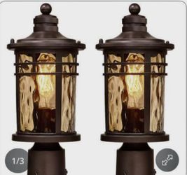 Darkaway Outdoor Post Light, 2pcs Lamp Post Light Fixture, Waterproof Aluminum Housing with Amber Rip