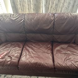 Maroon Leather Couch