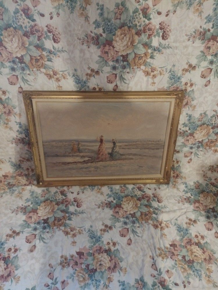 Beautiful Antique Sea Scape Oil Painting