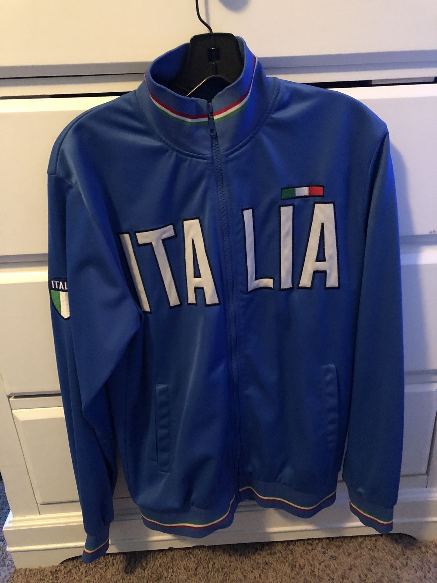 Italia Blue Jacket Italy Track Racer Athletic Jacket L Women (M) Men Unisex