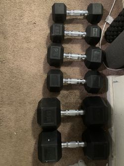 Rubber Hex dumbells 15,25,55