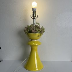 Mid Century Modern Lamp Retro Yellow Flower Faux Bowl 