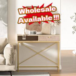 Wholesale Availability Console Table with Drawers, Linen Accent Sofa Table Entryway Table with Storage Shelf for Entryway, Hallway, Living Room