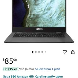 Asus Chromebook C423NA-BCLN5 14" 4GB 32GB Intel Celeron N3350 X2 2.4GHz Chrome OS, Gray (Renewed)