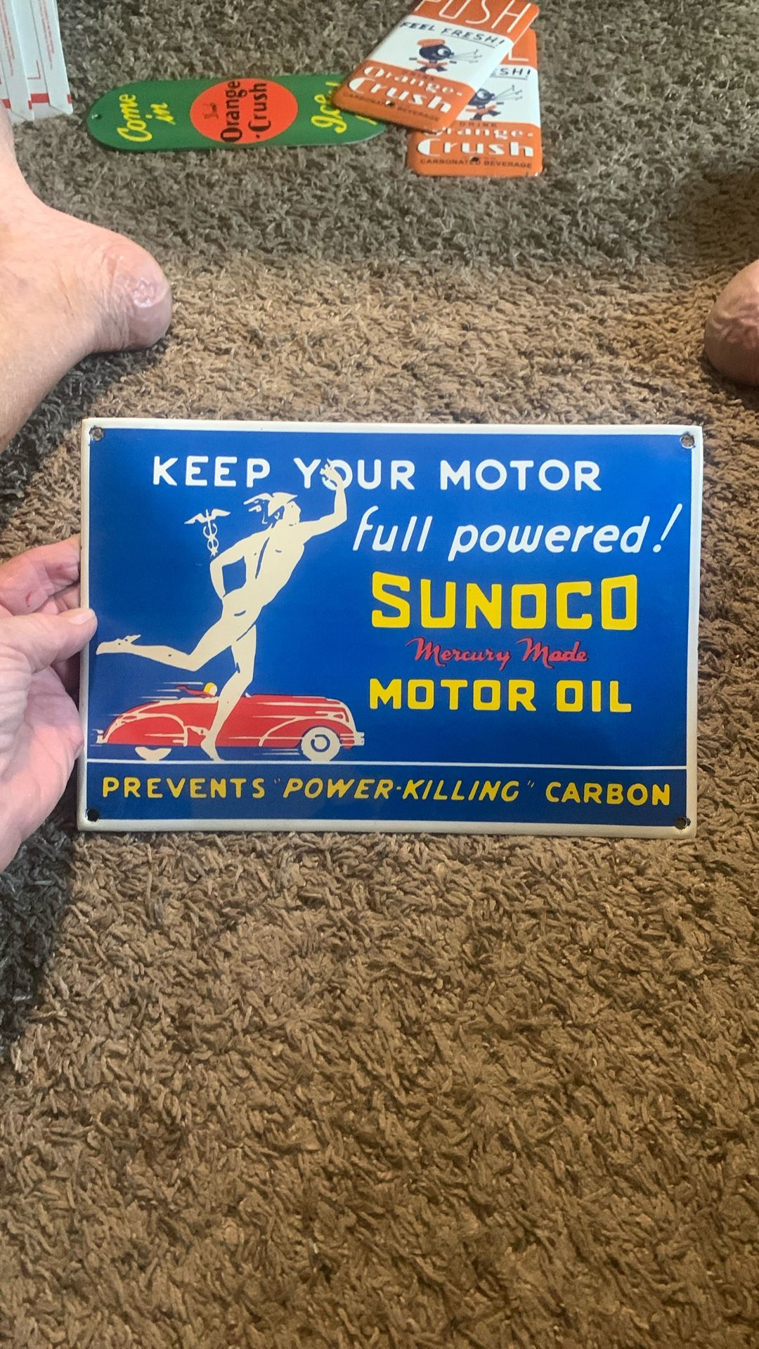 Like New Sunoco Station Sign Porcelain Bubble Top 8x12