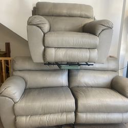 COMFY  RECLINING  LEATHER SOFA  AND CHAIR