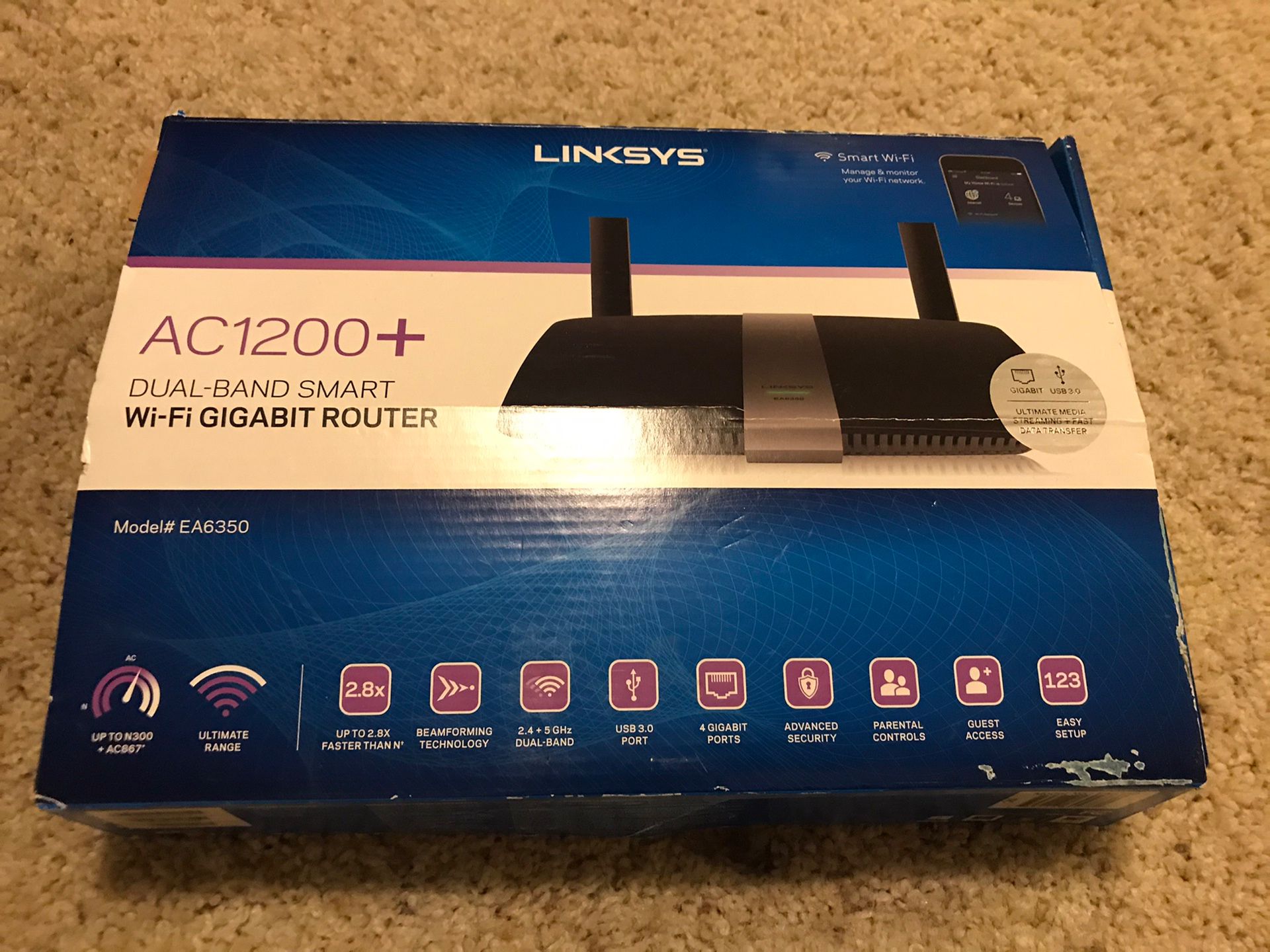 Linksys Ac1200+ dual Band Gigabit Router 