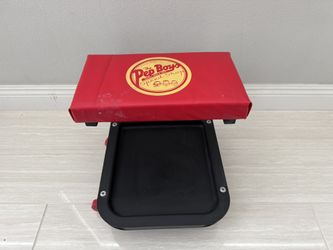 Pepboys Padded Rolling Shop Seat Stool Red