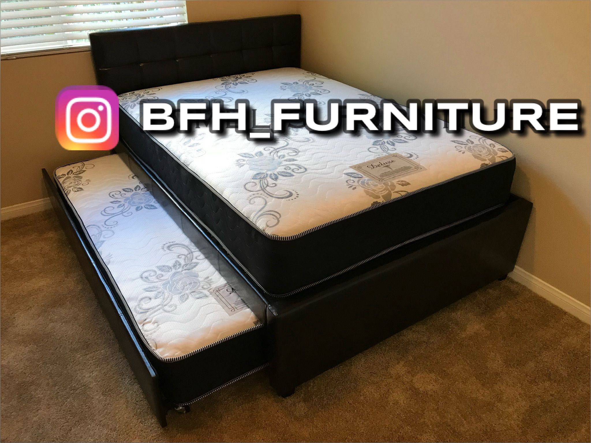 Full/Twin Expresso Trundle Beds w. Orthopedic Mattresses Included 