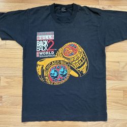 Vintage Chicago Bulls Back 2 Back World Champion Rings Screen Stars Men’s Size L  