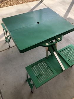 Vintage Green Picnic Table