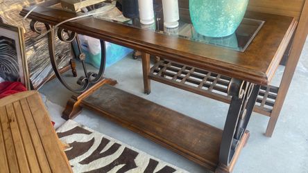 Sofa Table and 2 End Tables with rod iron