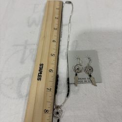 Sterling Silver Black Dream Catcher Necklace & Earrings Set