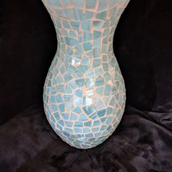 Mosaic Blue Glass Vase