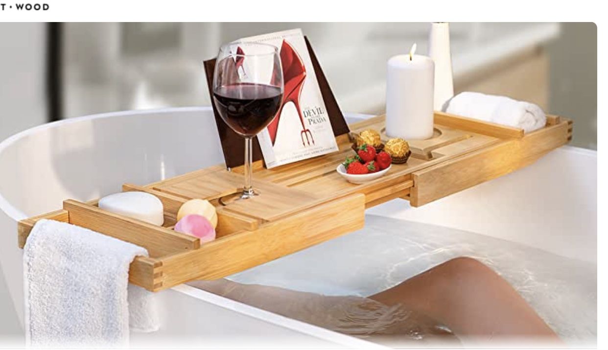 Bamboo Bathtub Caddy Tray-New In Sealed Packaging 
