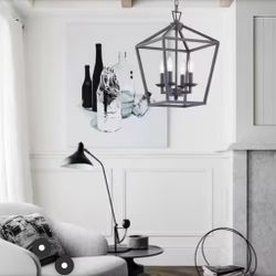 4 -Light Matte Black Lantern Chandelier