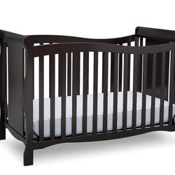 Delta Children Brookside 4-in-1 Convertible Crib, Sealy mattress, Queen Bed Metal Frame